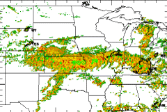 This Mesoscale Convective System (MCS) lasted more than 24 hours from 2000 UTC on June 21 to 1200 UTC on June 23 in 1998. A sequence of intensification, decay, and regeneration led to this relatively long-lived mesoscale convective event. 