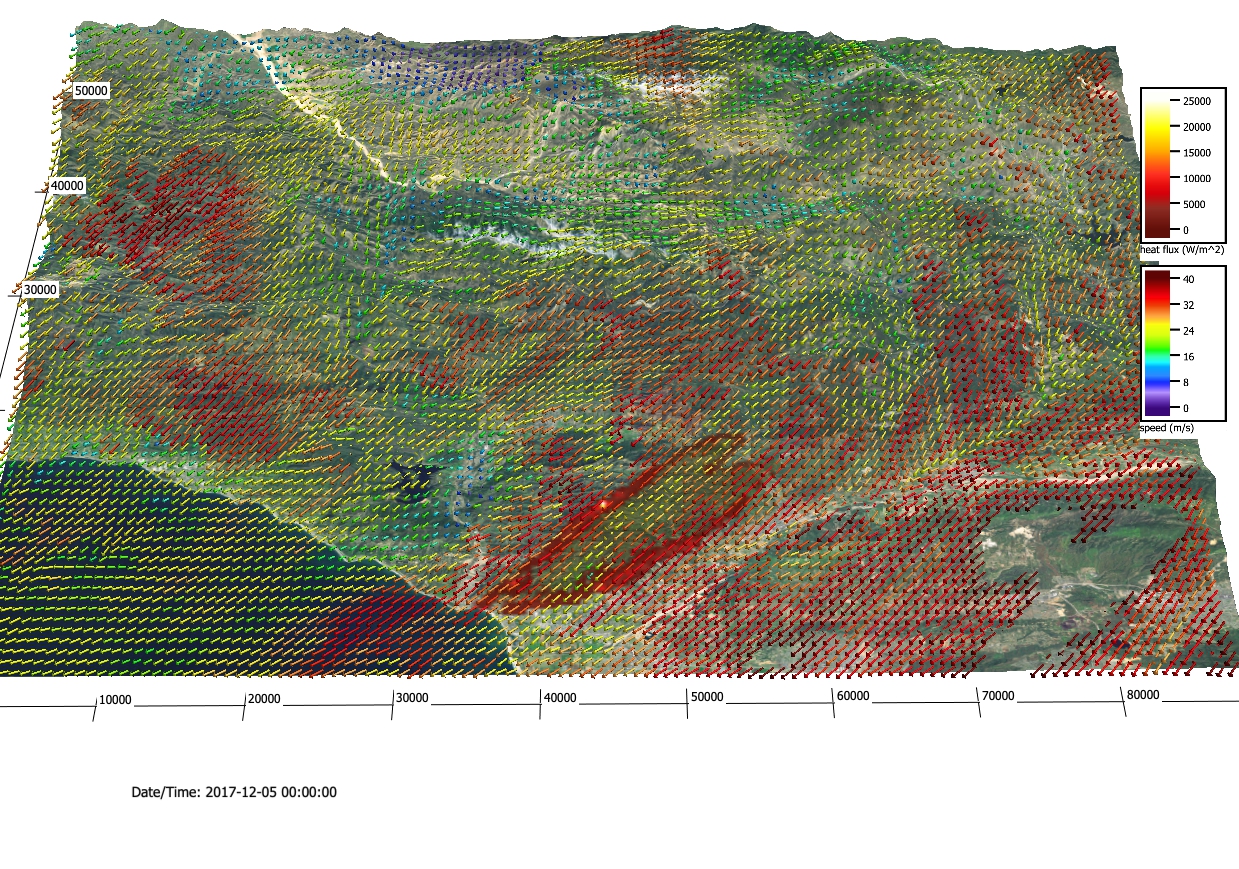 Simulated extent of
                      Thomas Fire at