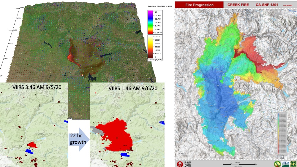 Creek Fire VIIRS
                    and sfc winds