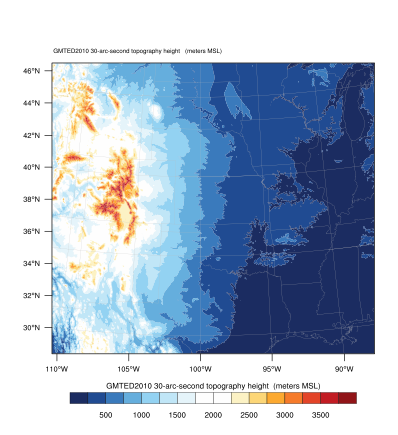 "WRF domain used for testing of suite for Spring 2016 period"