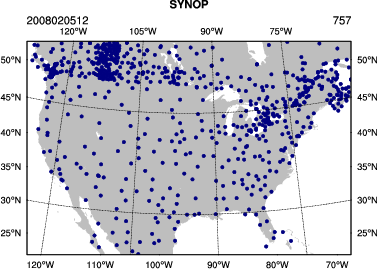 Locations of METAR observations for tutorial case